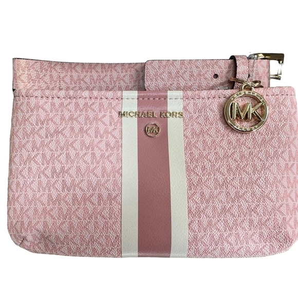 Michael Kors Handbags - MICHAEL KORS NWOT Pink Logo With Stripe Adjustable Belt Bag